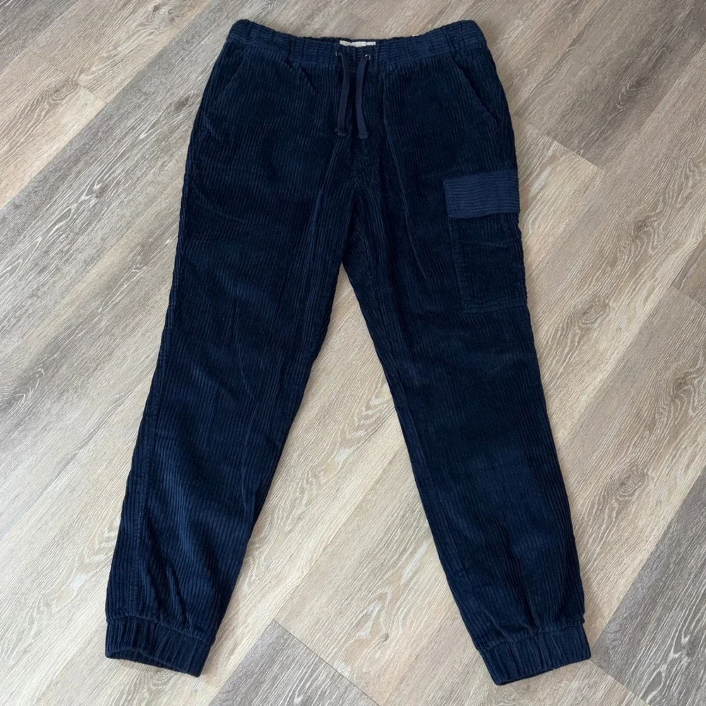 Sun + Stone Mens Navy Blue Corduroy Jogger Pants Cotton Cargo Pocket Size M NWT